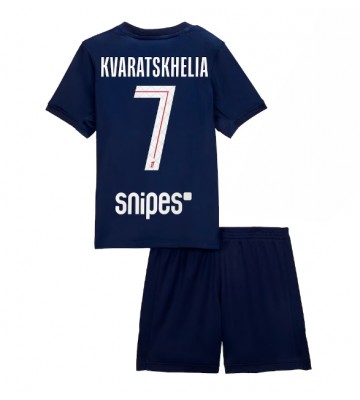 Paris Saint-Germain Khvicha Kvaratskhelia #7 Replik Heimtrikot Kinder 2025-26 Kurzarm (+ Kurze Hosen)